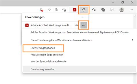 Adobe Acrobat Erweiterung für Microsoft Edge aktivieren