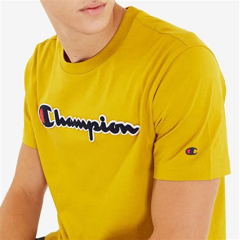 Shop men's, women's and kids sportswear and streetwear including jackets, hoodies and sweats. Champion Logo Basic Crewneck T-Shirt - Yellow - Mens Clothing