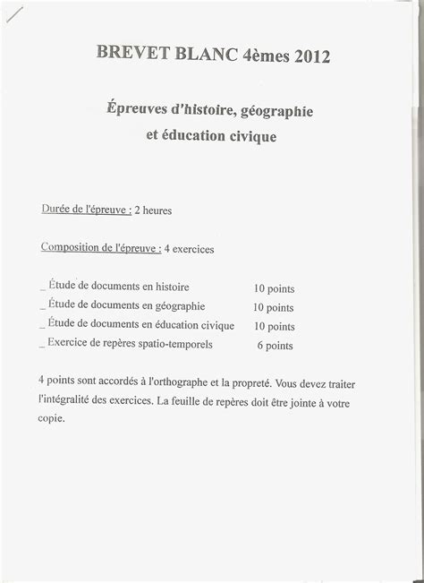 Brevet Blanc Histoire Géographie Niveau 4ème Réviser Le Brevet Et Le Bac