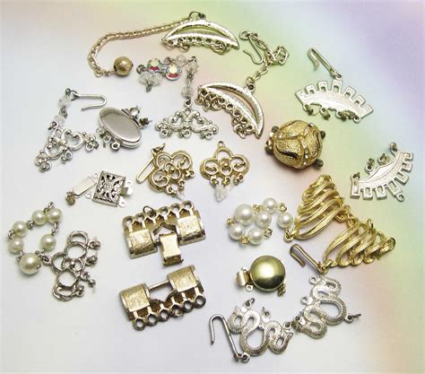 large lot of vintage jewelry clasps for necklace for bracelet recycled salvaged vintage clasp