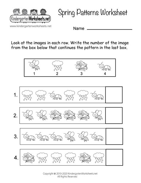 Spring Learning Patterns Worksheet Free Kindergarten Seasonal