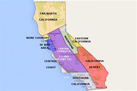 Best California Statearea And Regions Map Map Of Central California