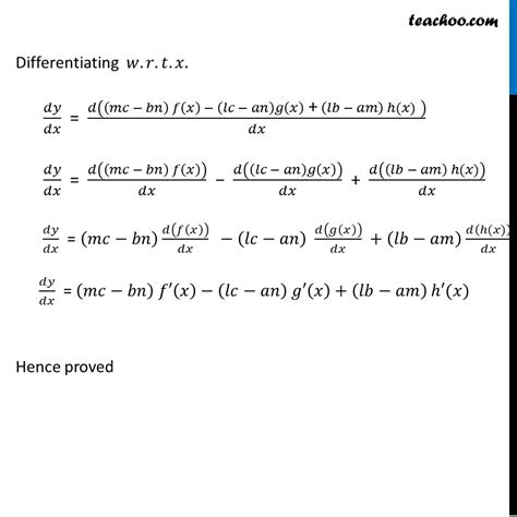 if y determinant f x g x h x l m n a b c prove dy dx f x