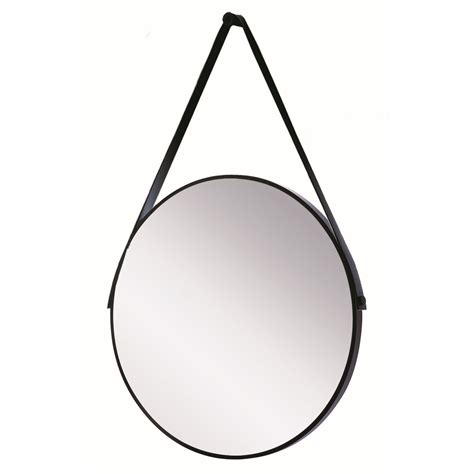 Trendy Mirrors Framed Circle Mirror With Strap Dia 800mm Black Mitre10