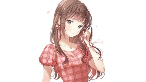 Download Wallpaper 1280x720 Cute Brunette Anime Girl Long Hair Art