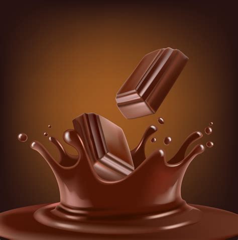 Chocolate Candy With Chocolate Splash Vector Free Download