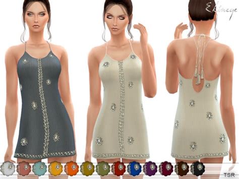 The Sims Resource Crossed Back Dress With Tassel Ties By Ekinege
