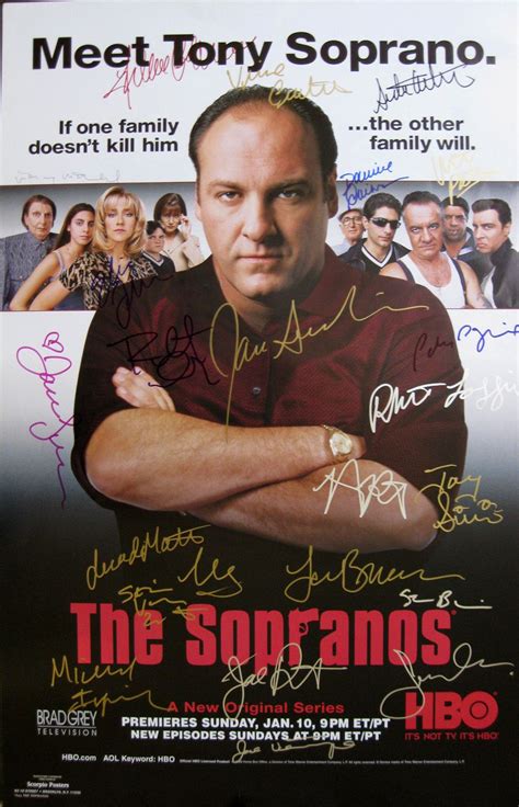 Sopranos Original Season 1 Poster Signed James Gandolfini Edie Falco