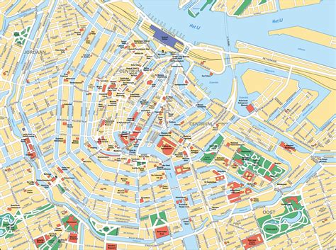 Tourist Map Of Amsterdam Attractions Sightseeing Museums Sites
