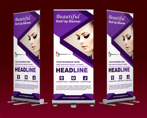 Finally, we'll place the banners we've created onto an image for a more polished look. Free Photoshop Beauty Salon Roll Up Banner Design Template