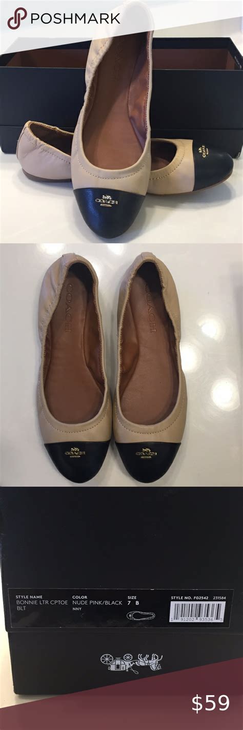 Coach Bonnie Cap Tor Ballet Flat Pink And Black 7 Coach Shoes Coach