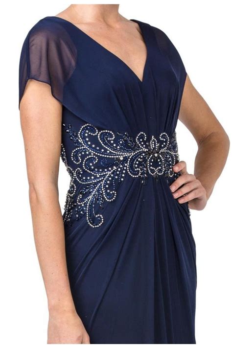 aspeed usa m2437 embellished waist v neck long formal dress navy blue discountdressshop