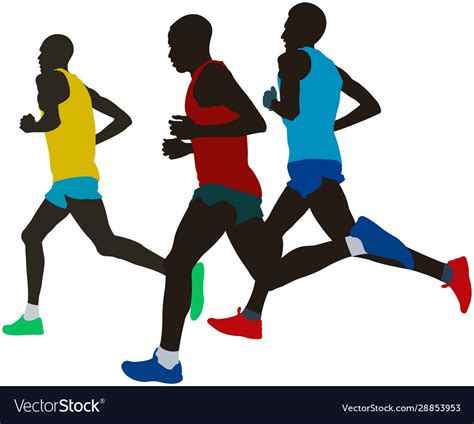 leading group runners athletes running royalty free vector