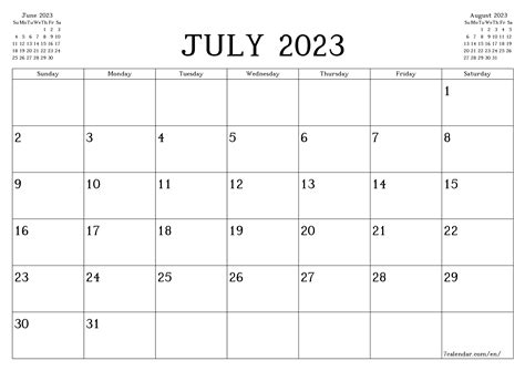 Free Printable Calendar July 2023 Printable Templates Free