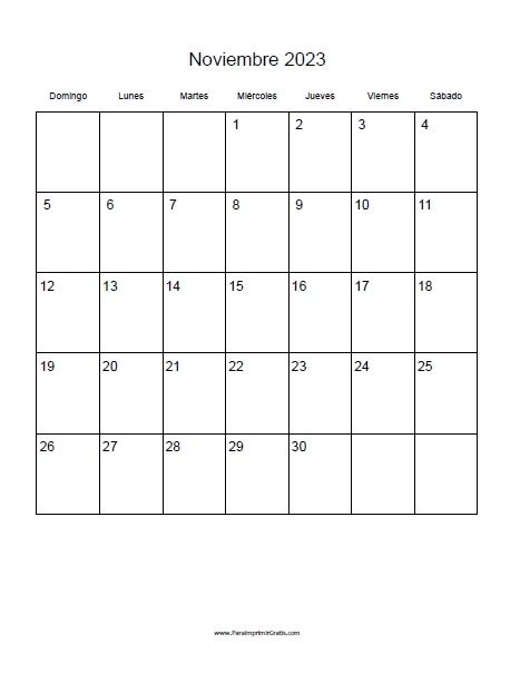 Calendario Noviembre Para Imprimir Gratis Paraimprimirgratis