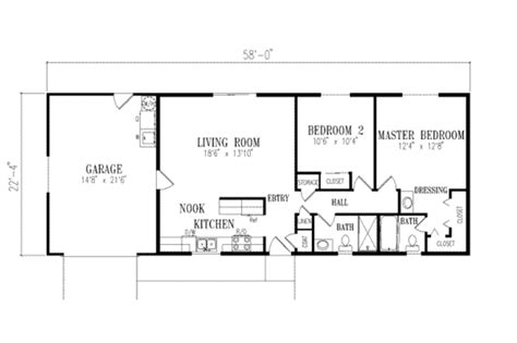 Ranch Style House Plan 2 Beds 2 Baths 960 Sqft Plan 1 131