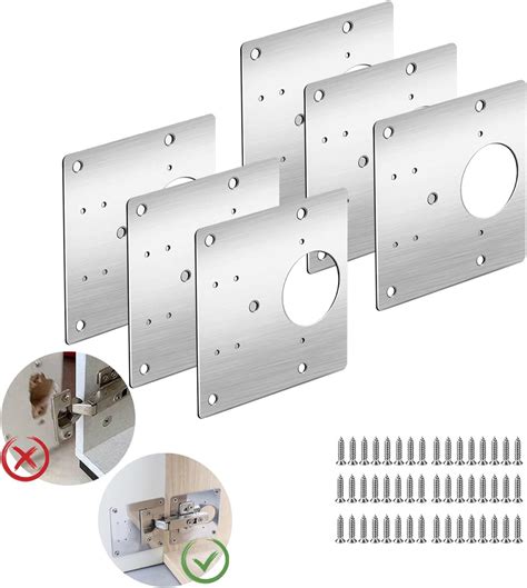 6 PCS Cabinet Hinge Repair Plate Hinges Repair Fixing Plates