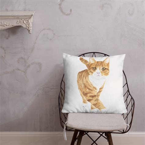 Orange Tabby Cat Pillow Cover Plush For Ginger Cat Mom Crazy Etsy