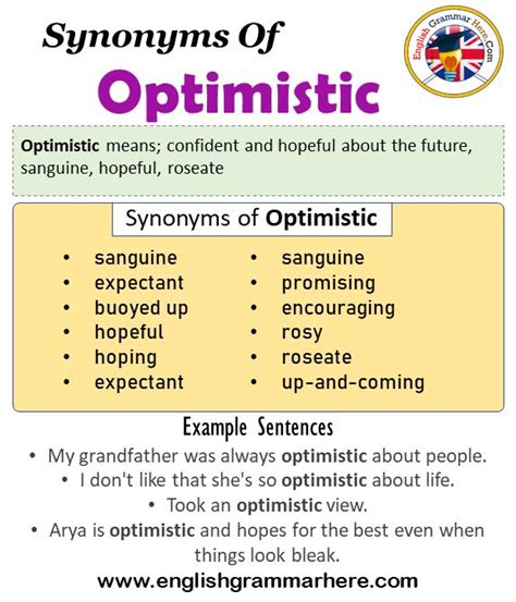 Synonyms Of Optimistic, Optimistic Synonyms Words List, Meaning and ...