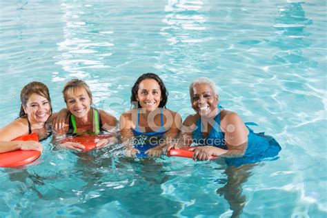 Multiracial Group Of Woman In Swimming Pool Stock Photo Royalty Free
