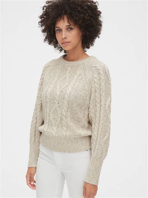 Gap Marled Cable Knit Crewneck Sweater Oatmeal Beige Spring Sweater