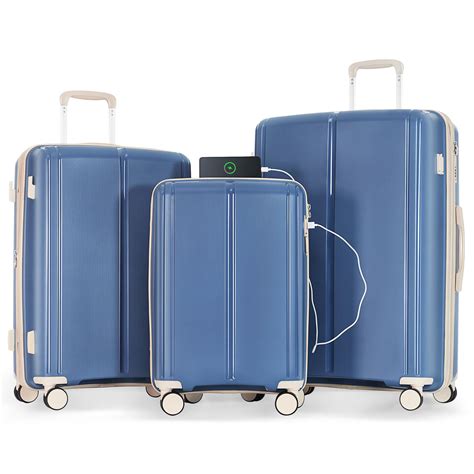 Ubesgoo 3 Piece Luggage Set Expandable With Usb Port Pp Material Carry