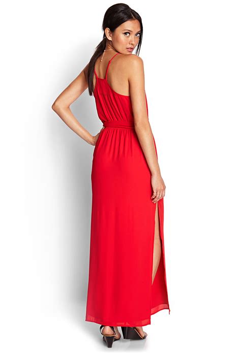 Lyst Forever 21 Pleated Moment Maxi Dress In Red