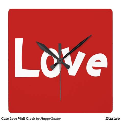 Red Love Square Wall Clock Zazzle Wall Clock Square Wall Clock Clock