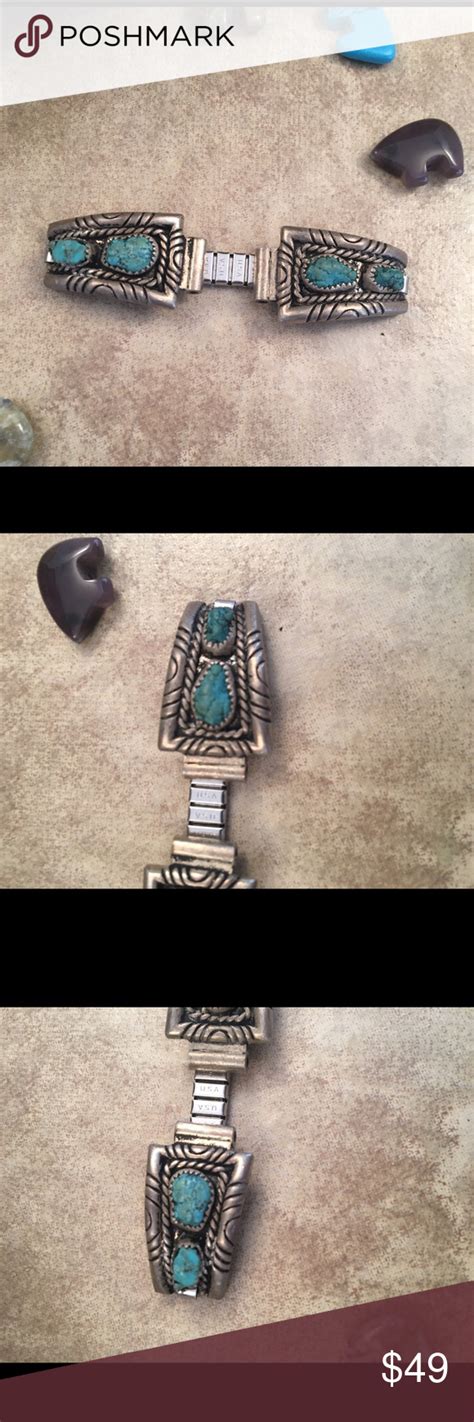 Vintage Navajo Turquoise Sterling Watch Band Turquoise Watch Band