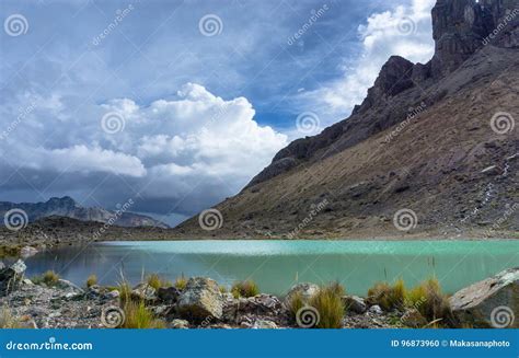 Turquoise Mountain Lake In The Andes In Peru Stock Photo Image Of