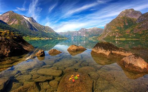 Water Mountains Clouds Landscapes Nature Norway Geology 2560x1600 03746