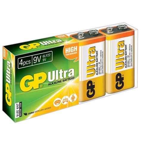Gp Ultra Alkaline 9v Pp3 6lr61 Batteries 4 Pack Uk