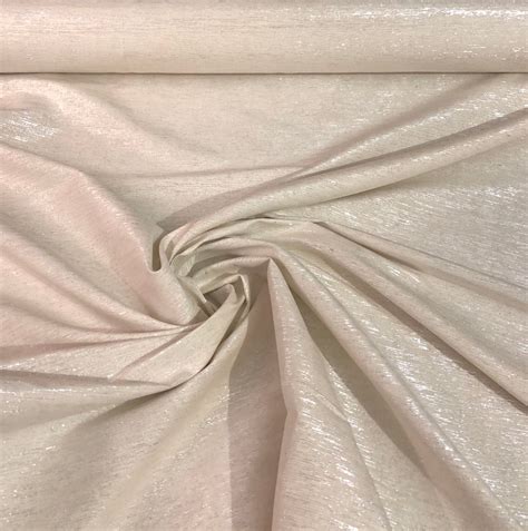 Raw Silk 48 Wide Beautiful Ivory Color Noil Silk With Matalic Silver Stripes In The Fabric Sold
