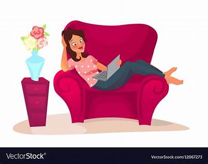 Relaxing Cartoon Woman Vector Character Royalty Illustrations