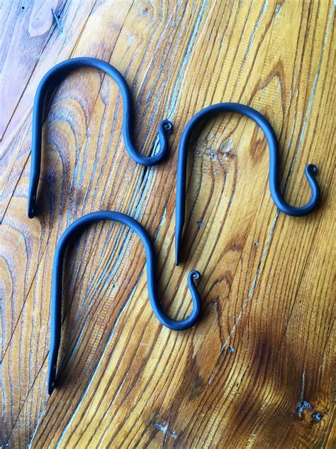 3 Shepherds Hook Plant Hooks Blacksmith Made Patio Or Deck Etsy