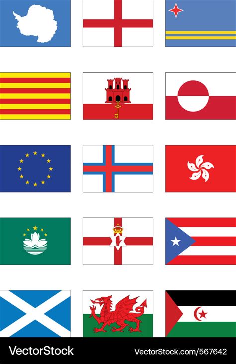 Flag Set Of World Continents And Misc Countries Vector Image
