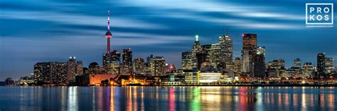 Panoramic Skyline of Toronto at Dusk - Framed Photograph by Andrew Prokos