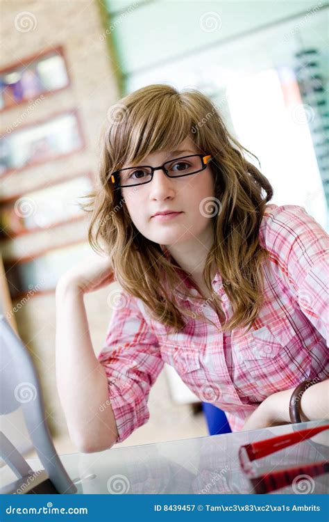 Teen Girl Choose An Glasses Stock Image Image Of Colours Pick 8439457