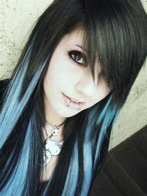 20 Lange Emo Haircuts Frisuren Stil Haar Emo Hair Hair Color Blue Hair Beauty