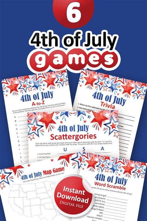 31 trivia questions about the 4th of july 1. 4th of July printable games bundle fun fourth of July ...