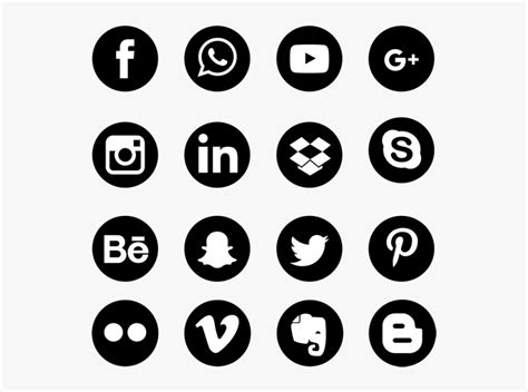 black social media icons