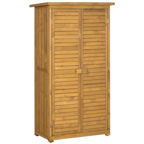 Outsunny Wooden Garden Storage Shed 3 Tier Shelves Tool Cabinet W