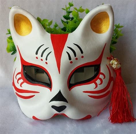 Fox Cat Mask Kitsune Hand Painted Anime Manga Movie Cosplay Etsy In