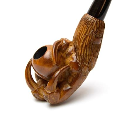 Carved Wood Tobacco Pipe Dragon Claw Long Churchwarden Etsy