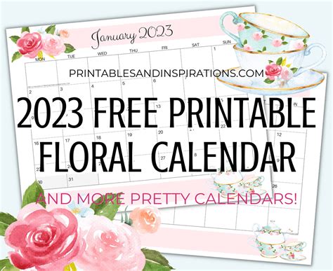 Free Floral Printable Calenders With Holidays 2024 Calendar Printable