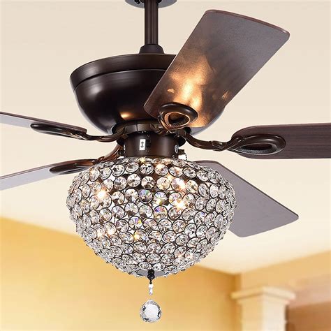 Crystal ceiling fan lights led dimmable chandelier retractable fan with remote mute ceiling fans for dining room/bedroom 42 inch silver 4.5 out of 5 stars 109 $185.79 $ 185. Retro 52 Inch Crystal Ceiling Fan Light Matte Black Finish ...
