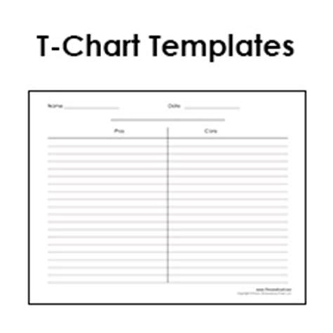 Blank T-Chart Templates | Printable Compare and Contrast Chart PDFs