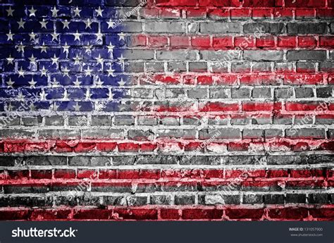Grunge Usa Flag On Brick Wall Stock Photo 131057900 Shutterstock