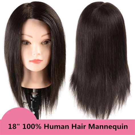 100 Real Human Hair Training Head Brown Hair 18 Hairdressing