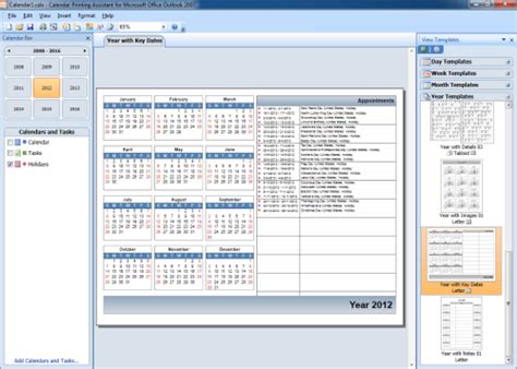 Printing A Yearly Calendar With Holidays And Birthdays Howto Outlook